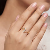 Asymmetric Triple-Stone Open Ring