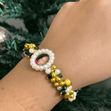 Divine Blessings Beaded Bracelet – Traditional Gold & Pearl bracelet with Spiritual Centerpiece