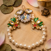 Sacred Trimurti & Lotus Motif Pearl Beaded Spiritual Bracelet