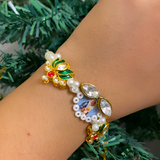 Sacred Trimurti & Lotus Motif Pearl Beaded Spiritual Bracelet