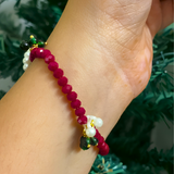 Divine Grace Red Crystal and Pearl Beaded Sacred Bracelet