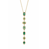 Emerald Elegance: Gold-Plated Asymmetrical Drop Pendant Necklace