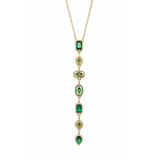 Emerald Elegance: Gold-Plated Asymmetrical Drop Pendant Necklace
