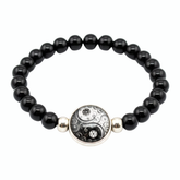 Yin Yang Swirl Pattern Beaded Stretch Bracelet