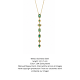 Emerald Elegance: Gold-Plated Asymmetrical Drop Pendant Necklace