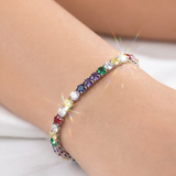 Rainbow Prism Silver Tennis Bracelet