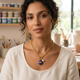 Ocean Crab Pearl & Royal Blue Medallion Pendant Necklace