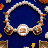 Sacred Embrace Devotional Bracelet – Handcrafted Pearl Wristwear with Meenakari Art Blessing