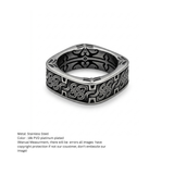 Vintage Celtic Knot Square Band Ring – Oxidized Matte Silver Finish