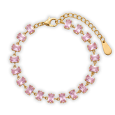 Gold-Plated Rose Quartz Baguette Tennis Bracelet