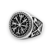 The Wayfinder: Viking Compass & Battle Axe Signet Ring