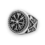 The Wayfinder: Viking Compass & Battle Axe Signet Ring