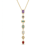 Celestial Cascade: Multi-Gemstone Gold-Plated Drop Pendant