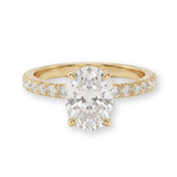 Oval-Cut Pavé Engagement Ring in Gold Finish