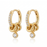 Gold-Plated Interlocking Ring Huggie Earrings