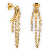 18K Gold-Plated Triple Claw Chain Drop Earrings