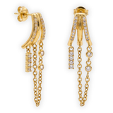 18K Gold-Plated Triple Claw Chain Drop Earrings