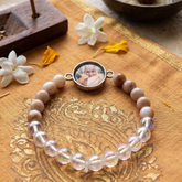 Divine Grace Pearl & Aura Quartz Guru Bracelet – Handcrafted Spiritual Devotional Mala