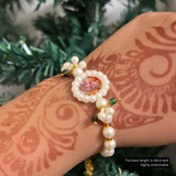 Sacred Radiance: Gold-Tone Pearl & Devotional Charm Bracelet