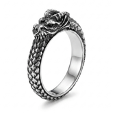 Dragon Crest Stainless Steel Statement Ring for Men