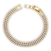 Gold-Plated Triple-Row Crystal Symphony Tennis Bracelet