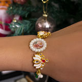 Eternal Bloom: Guruji Swaroop Bracelet with Lotus Enamel Work