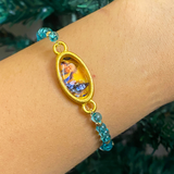 Handcrafted Pearl & Turquoise Glass Bead Devotional Bracelet