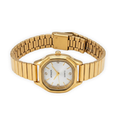 ATRAER Women's Octagonal Gold-Tone Expansion Band Watch with Stone-Accented Dial