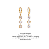 18K Gold-Plated Triple Stone Drop Hoop Earrings