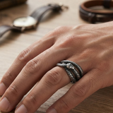 Men's Vintage Coiled Snake Wrap Band Ring in Antique Silver Finish