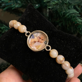 Divine Grace Pearl & Aura Quartz Guru Bracelet – Handcrafted Spiritual Devotional Mala