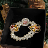 Divine Heritage: Pearl & Meenakari Blessing Bracelet for Sangat