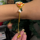 Guruji Aashirwad Bracelet: Featuring Vibrant Red Lotus & Stone Accents