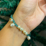 Handcrafted Pearl & Turquoise Glass Bead Devotional Bracelet