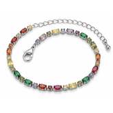Rainbow Cascade Multicolor Gemstone Sterling Silver Tennis Bracelet
