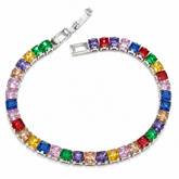 Radiant Rainbow Square-Cut Tennis Bracelet