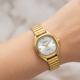 ATRAER Women's Octagonal Gold-Tone Expansion Band Watch with Stone-Accented Dial
