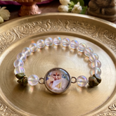 Celestial Radiance Aura Quartz & Jade Chip Guru Bracelet – Handcrafted Spiritual Devotional Mala