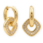 Gold-Tone Baguette Drop Hoop Earrings