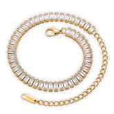 Elegance in Bloom: Gold-Tone Baguette Crystal Tennis Bracelet