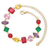 Multi-Shape Mixed Gemstone Linked Bracelet in 18K Gold Finish
