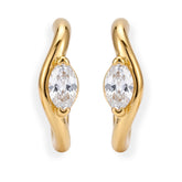 Gold-Tone Marquise Stone Huggie Hoop Earrings