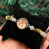 Celestial Radiance Aura Quartz & Jade Chip Guru Bracelet – Handcrafted Spiritual Devotional Mala