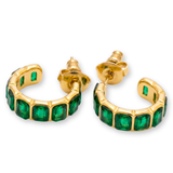 18K Gold Plated Emerald Green Huggie Hoop Earrings