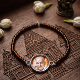 Sacred Heritage Brown Amber Glass Bead Guru Bracelet – Handcrafted Devotional Spiritual Mala