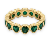 18K Gold-Plated Emerald Heart Eternity Band Ring
