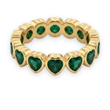 18K Gold-Plated Emerald Heart Eternity Band Ring