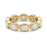 Bezel-Set Pear-Shaped Diamond Eternity Band in Yellow Gold