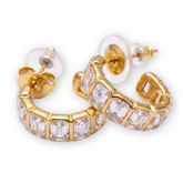 18K Gold Plated Clear Zircon Huggie Hoop Earrings