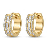 Gold-Tone Multi-Row Stone Huggie Hoop Earrings
